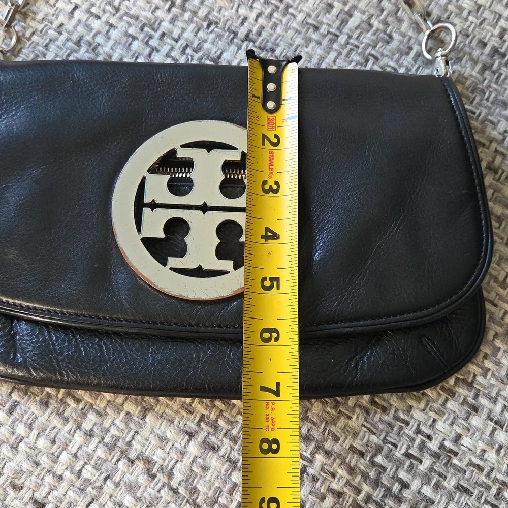 Tory Burch Reva Logo Clutch Flap Bag Black
